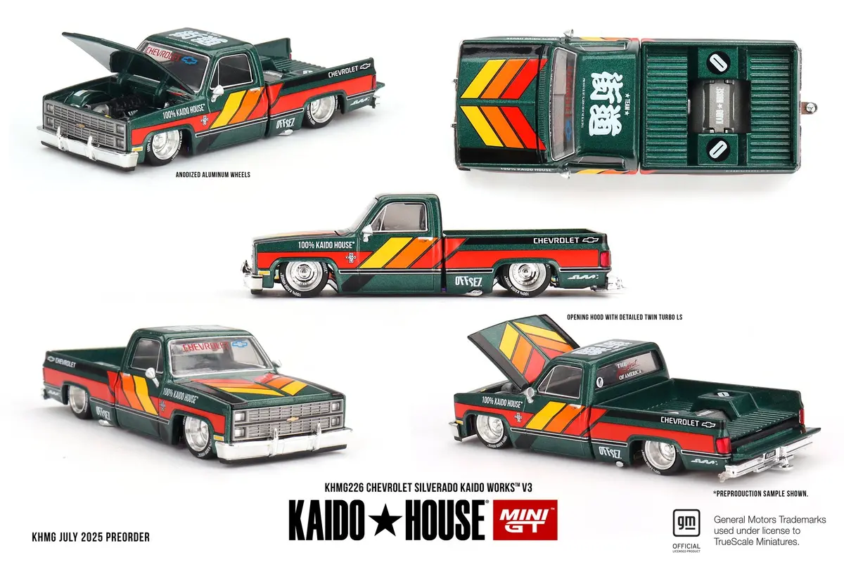 Kaido House X Mini Gt 1:64 Chevrolet Silverado Kaido Works V3 -Dark Green 1