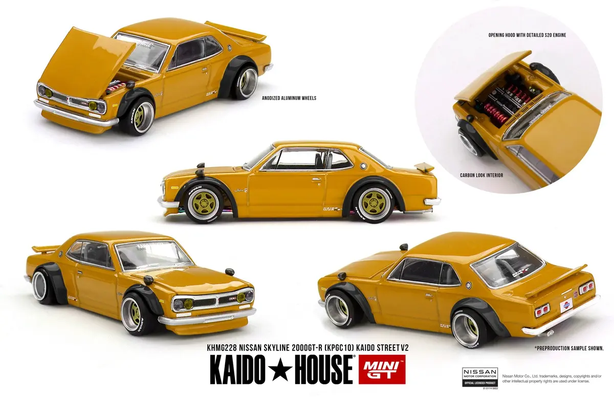 Kaido House X Mini Gt 1:64 Nissan Skyline 2000 Gt-R (Kpgc10) Kaido Street V2 – Yellow 1