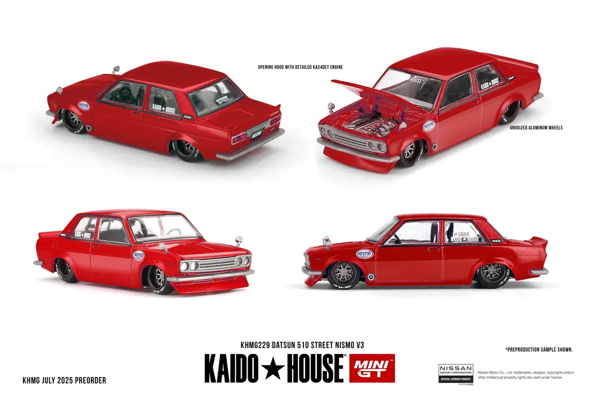 (Preorder) Kaido House X Mini Gt 1:64 Datsun 510 Street Nismo V3 – Red 1