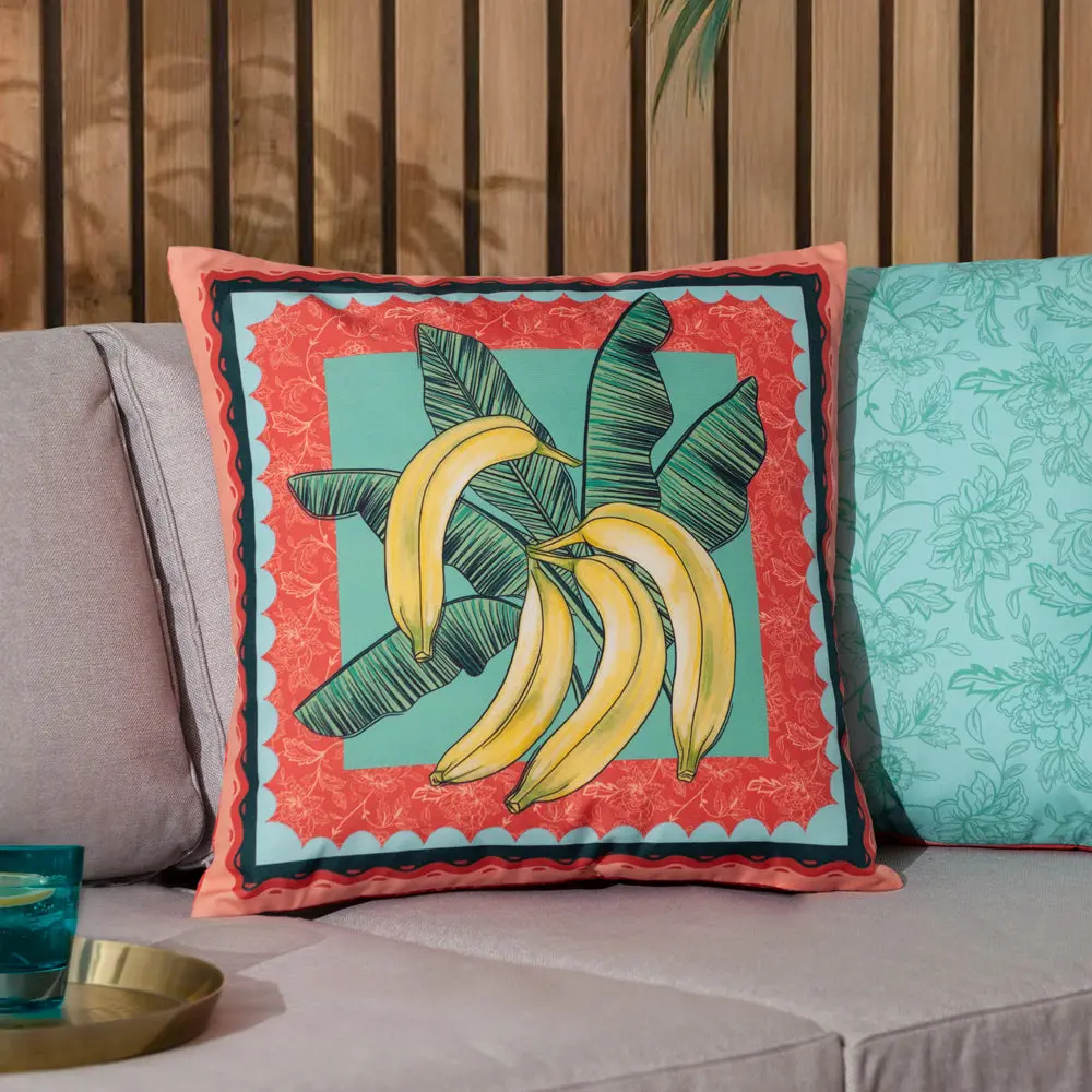 Anemone Bananas Printed Outdoor Cushion Multicolour 1