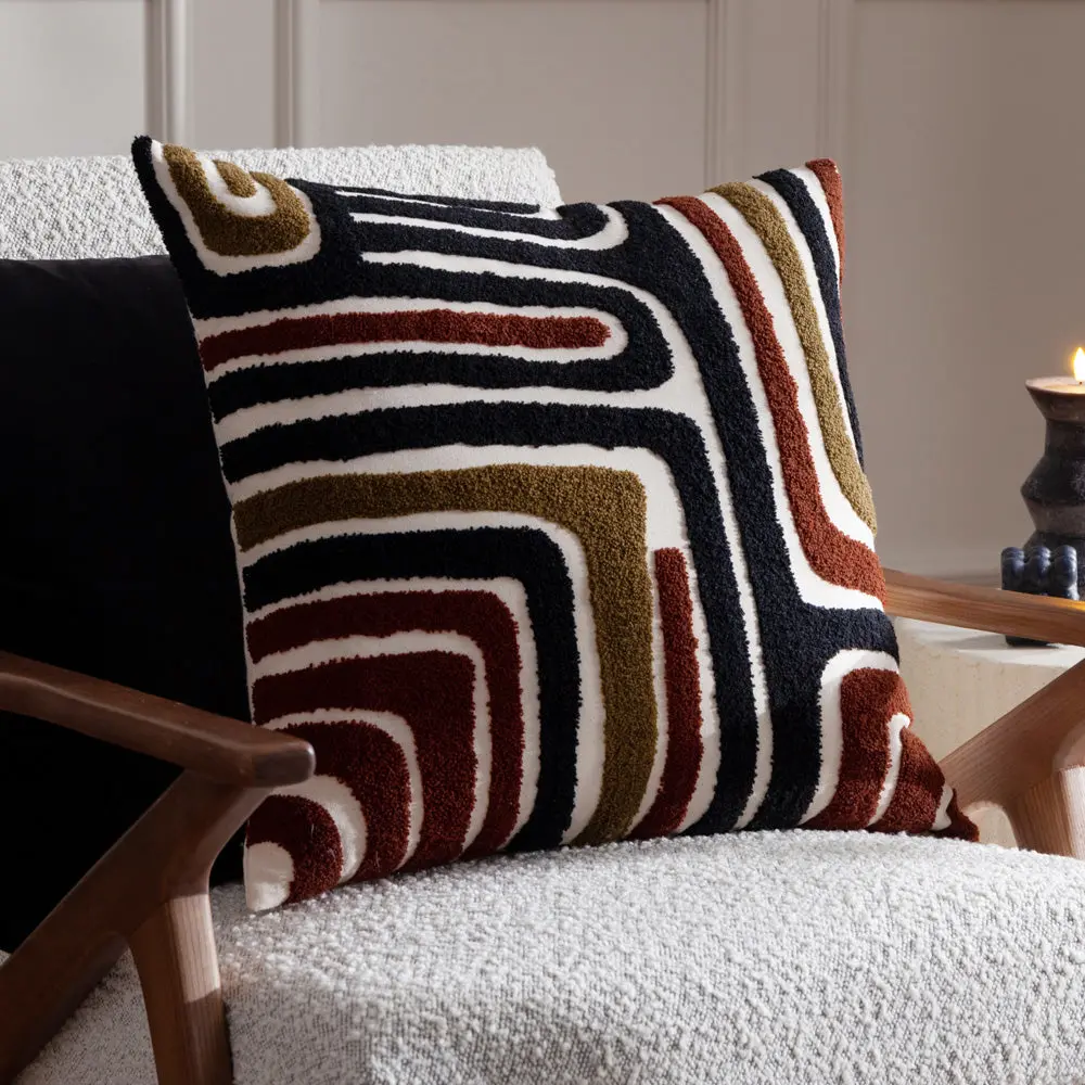 Abbe Tufted Cotton Cushion Ox Blood/Black 1