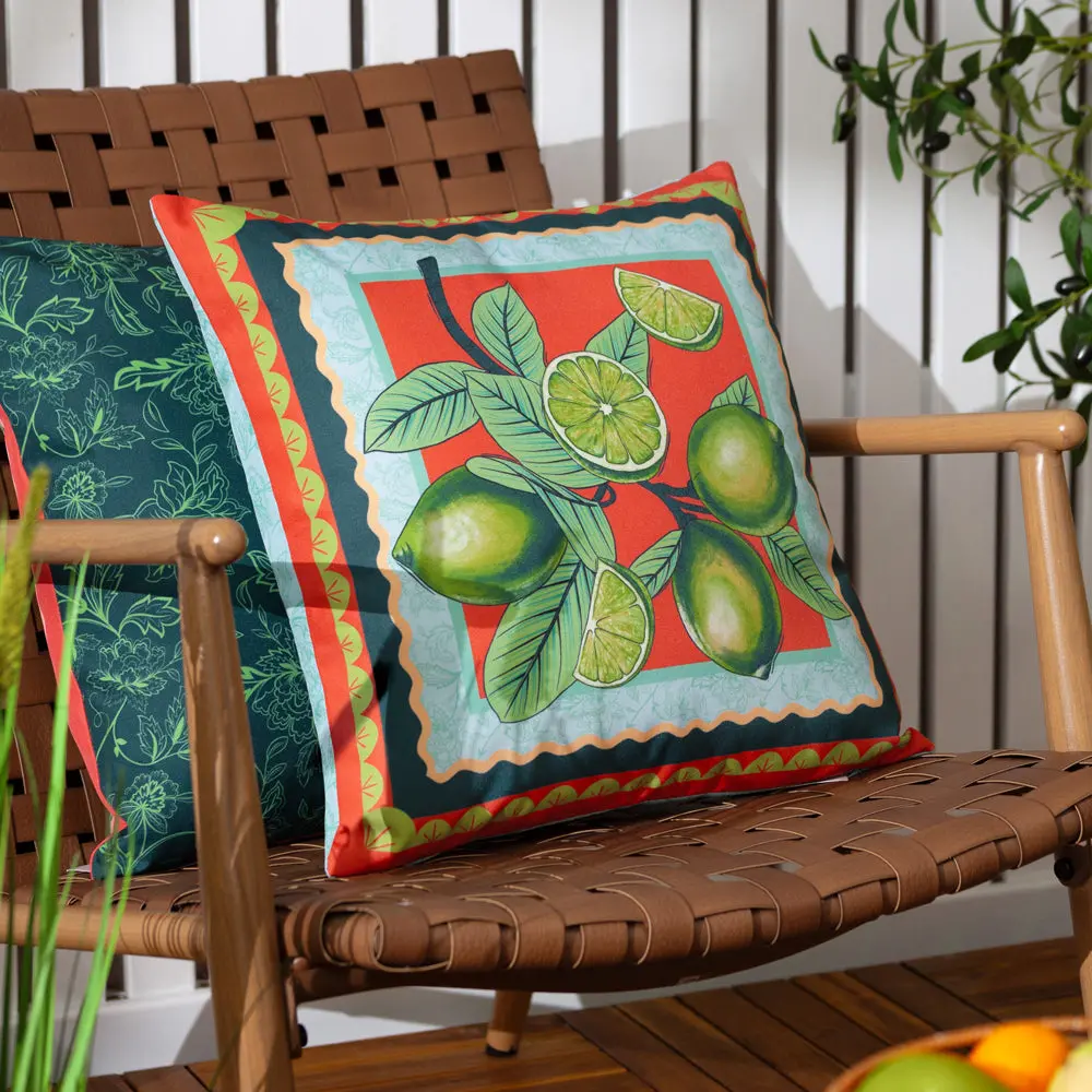 Anemone Limes Printed Outdoor Cushion Multicolour 1