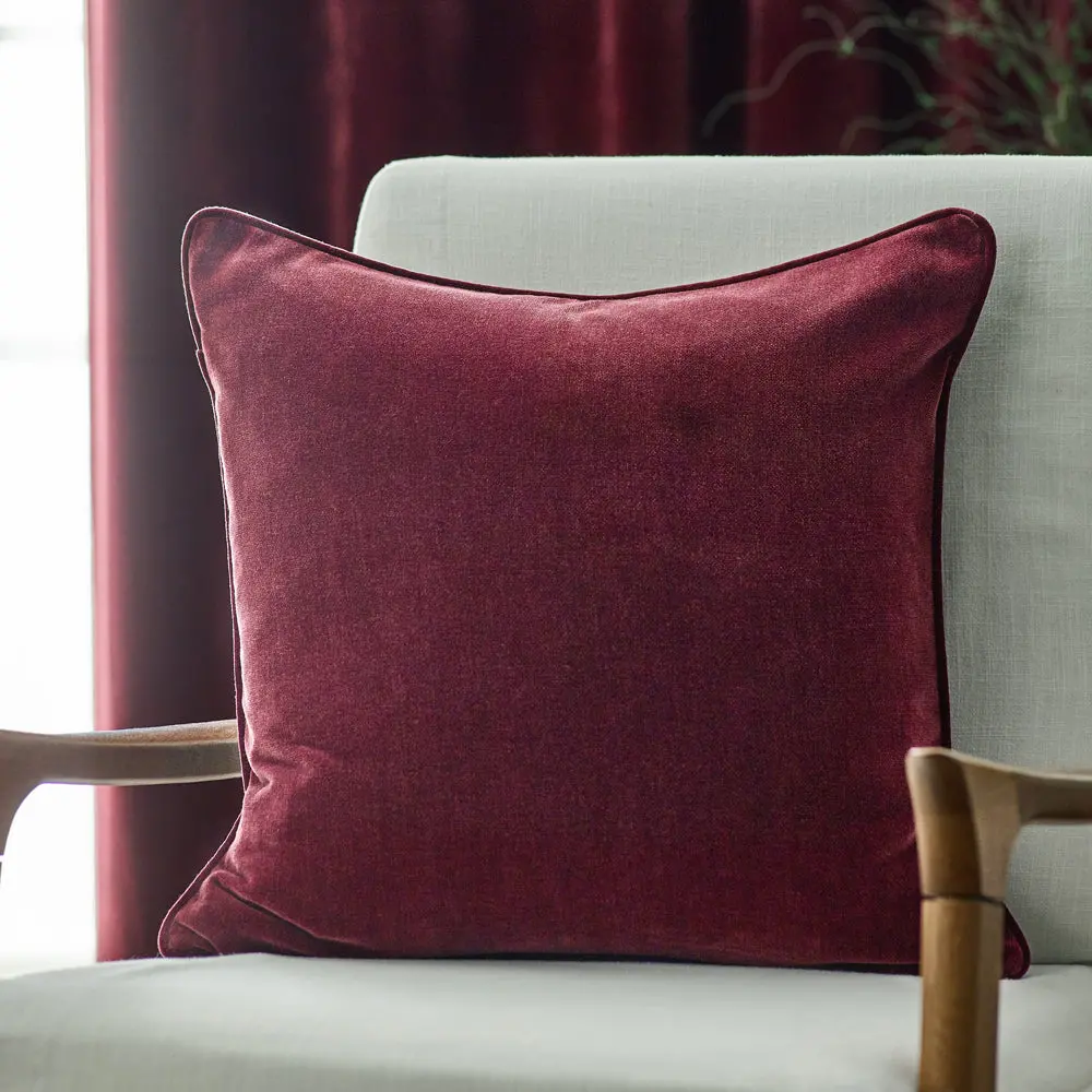 Heavy Chenille Piped Cushion Beetroot 1