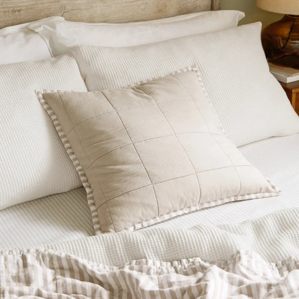 Hebden 100% Cotton Cushion Natural/Stone 1