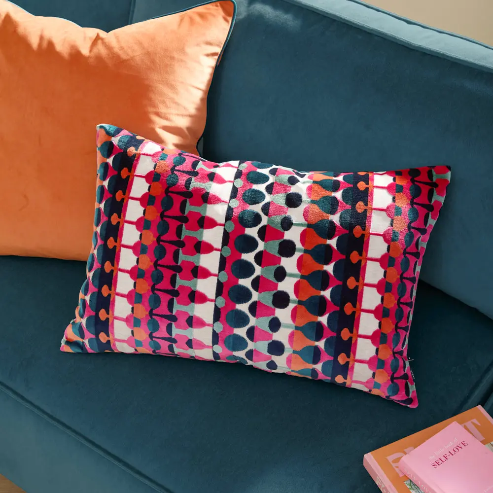 Metro Abstract Velvet Jacquard Cushion Multicolour 1