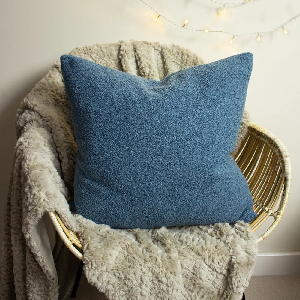 Malham Fleece Square Cushion Wedgewood 1