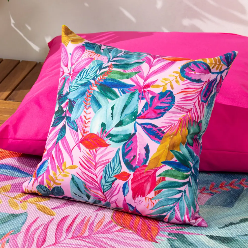 Psychedelic Jungle Outdoor Cushion Hot Pink 1