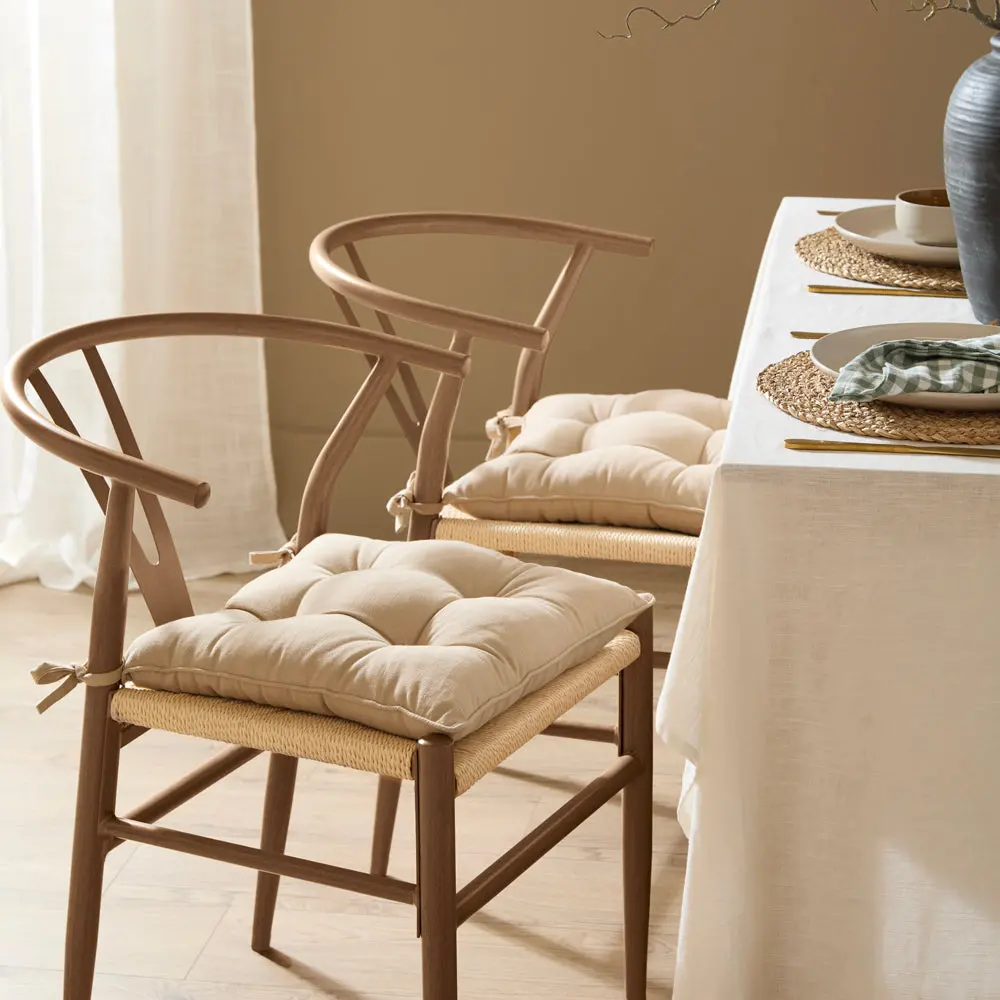 Slub Cotton 2 Pack Seat Pads Linen 1