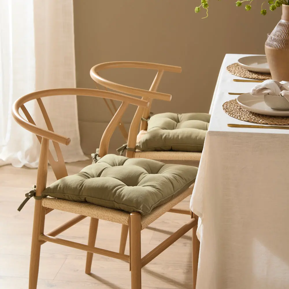 Slub Cotton 2 Pack Seat Pads Moss 1