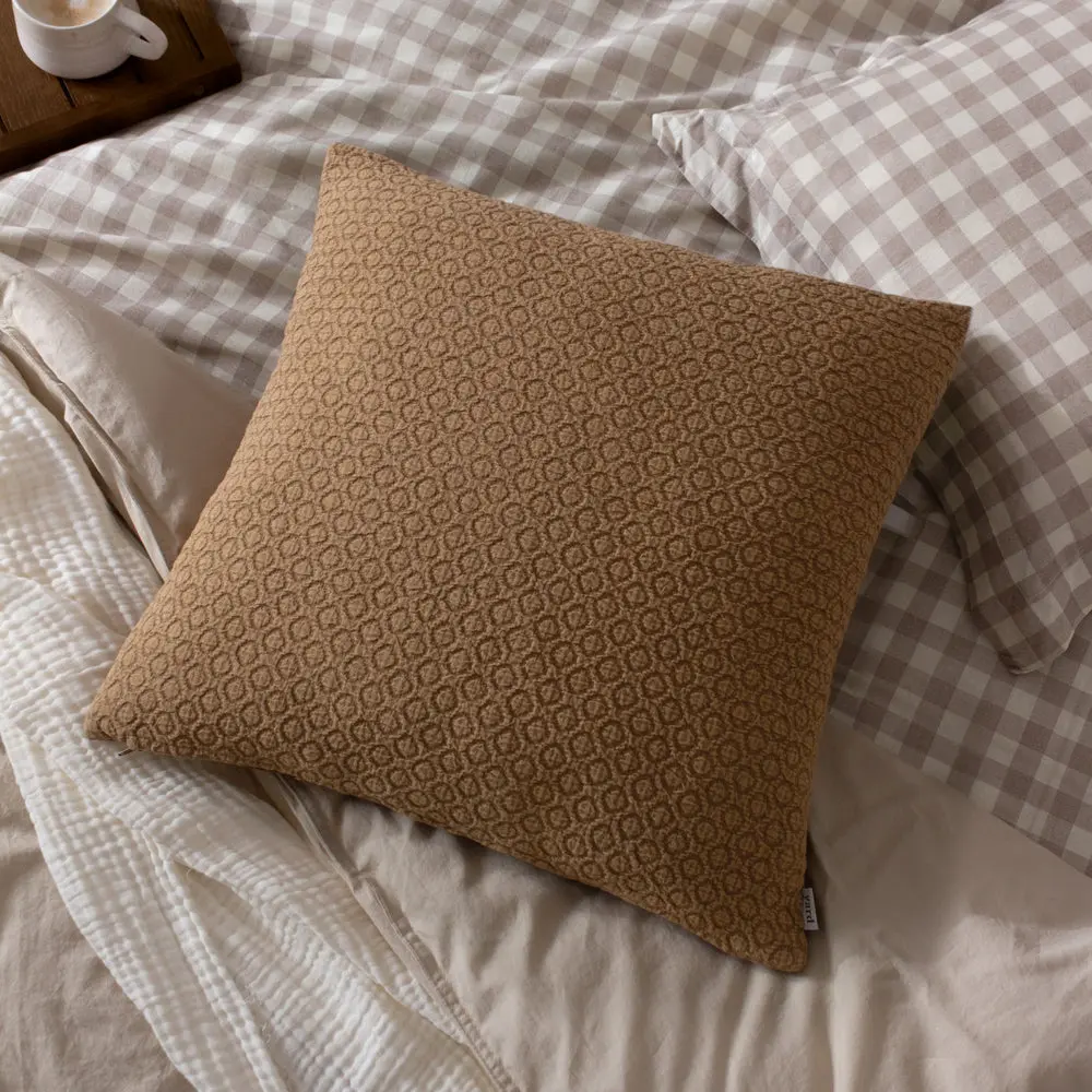 Tryfan Textured Cotton Cushion Biscuit 1