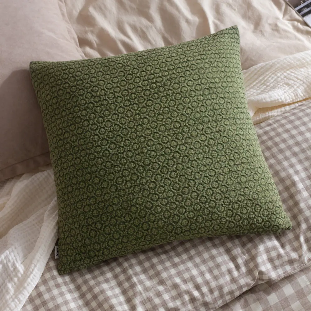 Tryfan Textured Cotton Cushion Olive 1