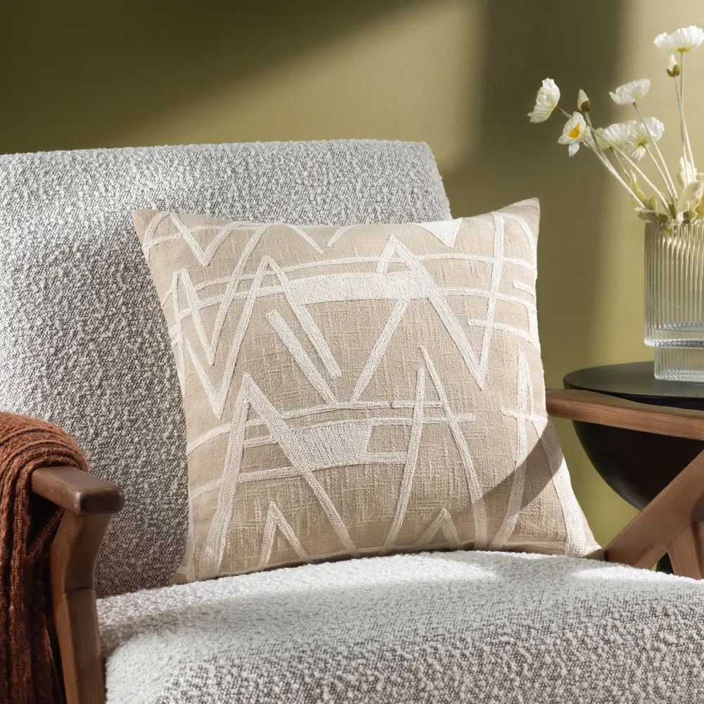 Vannes Embroidered Cushion Tofu 1