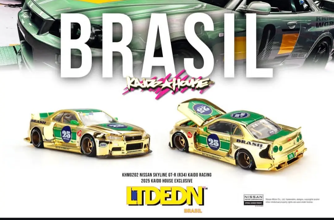 Kaido House Brazil Ltd Edn 1:64 Nissan Skyline Gt-R (R34) Kaido Racing Gold Salao 1